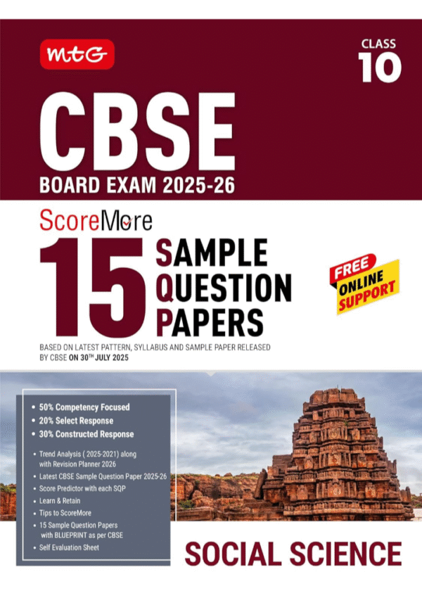 MTG Editorial Board MTG CBSE Class 10 ScoreMore 15 Sample Papers Social-Science Book For 2025-2026 Board Exam | Chapter-wise Competency-Based Questions (CBQs) | Based on Latest CBSE Pattern & Syllabus