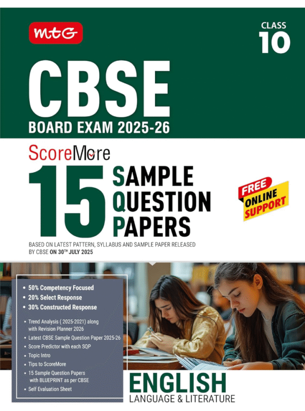 MTG Editorial Board MTG CBSE Class 10 ScoreMore 15 Sample Papers English Language & Literature Book For 2025-2026 Board Exam | Chapter-wise Competency-Based Questions (CBQs) | Based on Latest CBSE Pattern & Syllabus