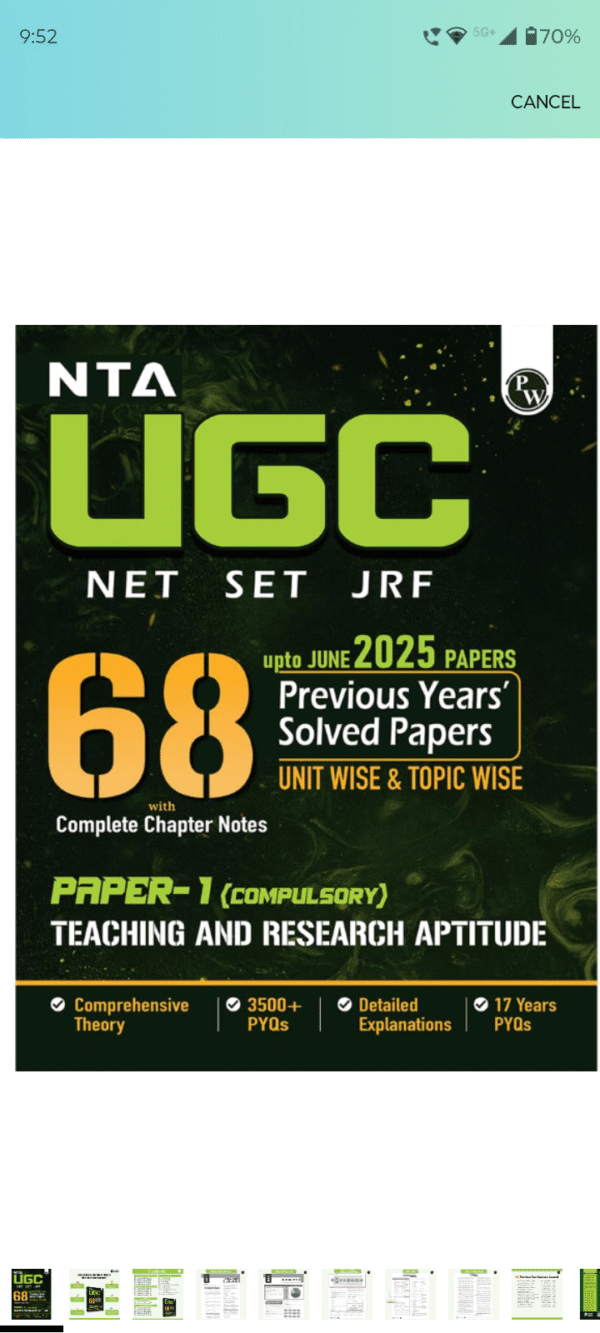 PW NTA 68 UGC NET Paper 1 (Teaching & Research Aptitude) Previous Year Solved Papers with Complete Chapter Notes I Unitwise and Topicwise | 17 Years PYQs upto June 2025 I NET, JRF, SET [Paperback] PW