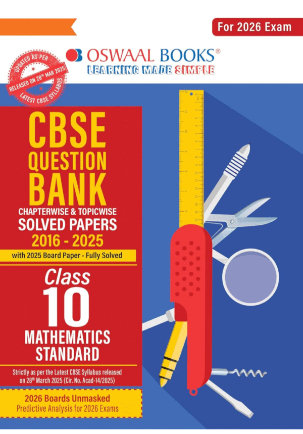 Oswaal CBSE Question Bank Chapterwise and Topicwise SOLVED PAPERS Class 10 Mathematics (Standard) For Exam 2026
