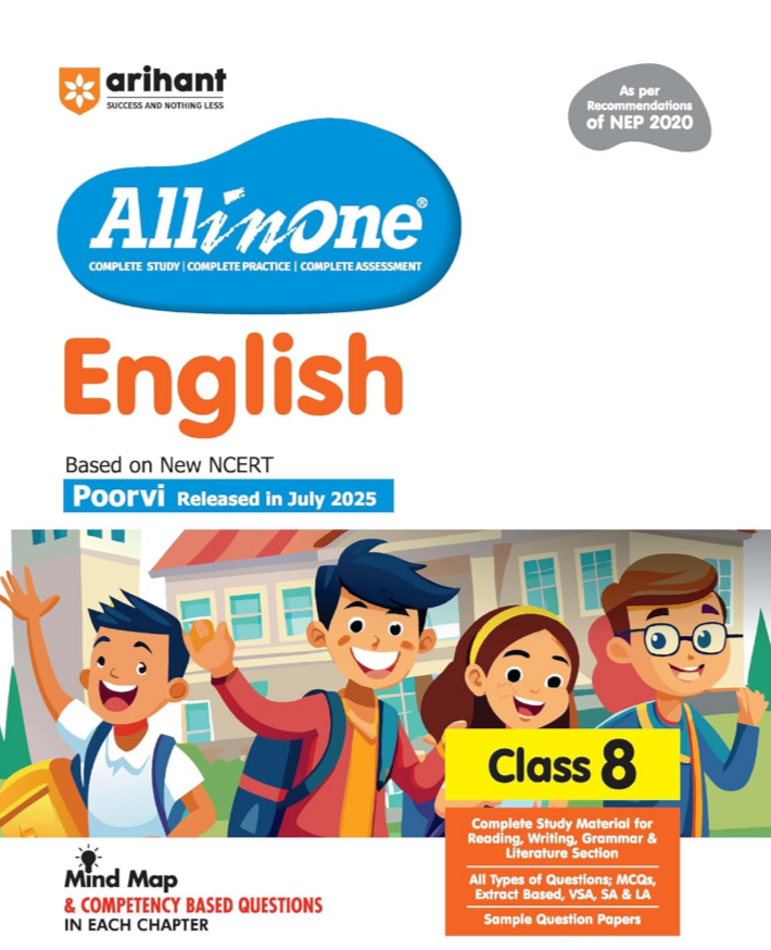 Screenshot_20251001-155929.Amazon Arihant All in One English Class 8 Book 2025 | NCERT Textbook Based Poorvi | As per NEP 2020 | Complete Study, Grammar, Literature & Writing with Mind Maps, Competency Based Questions & Sample Papers | English Medium - Image 1