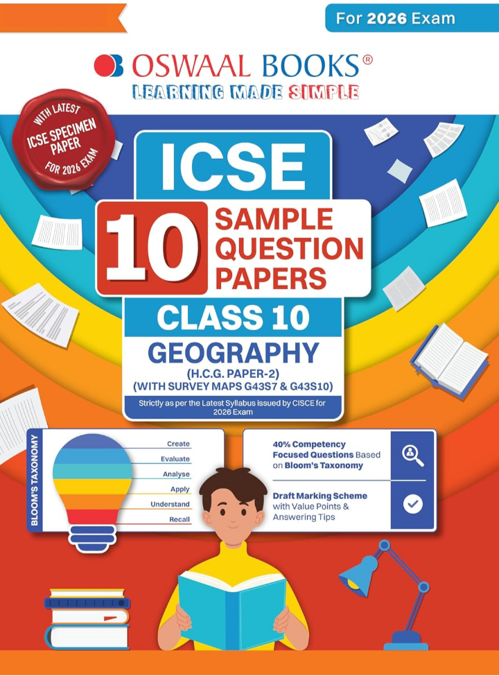 Screenshot_20251004-180048.Amazon Oswaal ICSE 10 Sample Question Papers Class 10 Geography for Board Exam 2026 (Strictly aligned with CISCE Latest Specimen Paper 2026), Competency-Based Questions, Mind Maps, On-Tips Notes, Solved MCQs, Revision with Explanations & Board Marking Scheme - Image 1