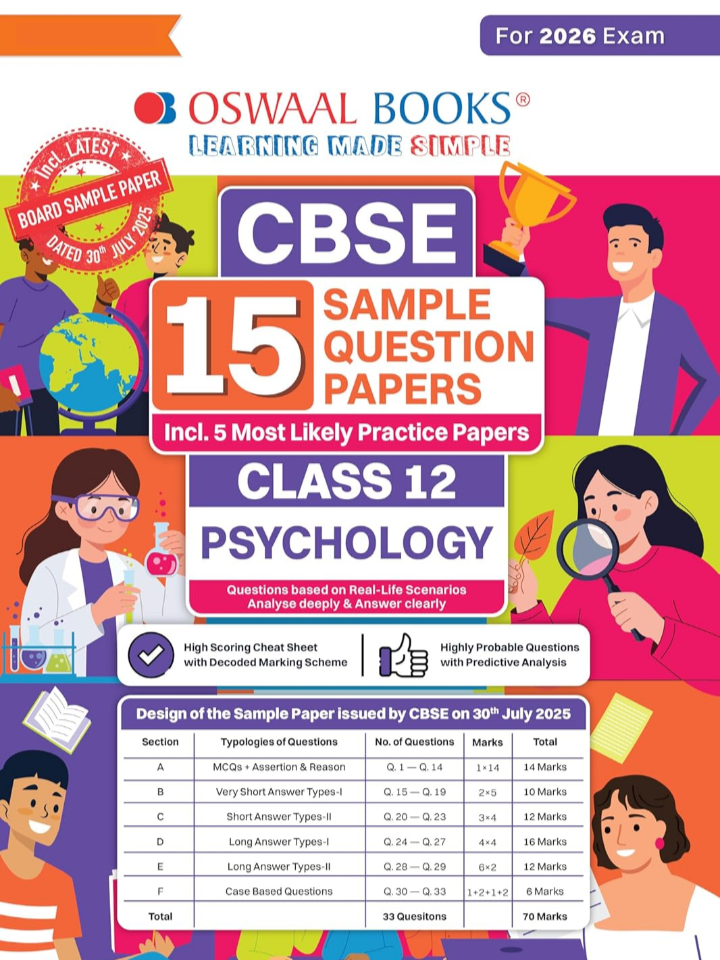Screenshot_20251005-141730.Amazon Oswaal CBSE 15 Sample Question Papers Class 12 Psychology for 2026 Board Exam (As per CBSE Sample Question Paper issued on 30 July 2025), recommended by 2025 CBSE Toppers with Chapter wise Highly Probable Questions, includes 5 Most Likely SQPs & all types of CBQs - Image 1