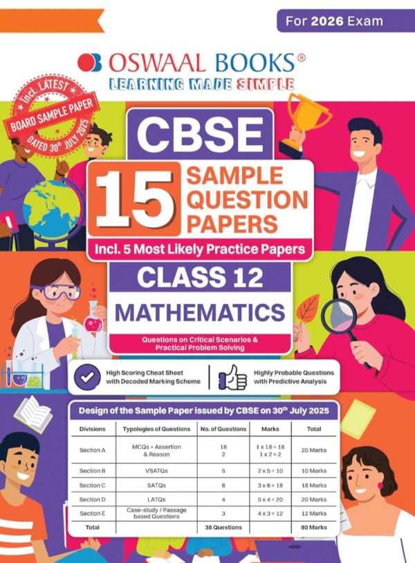 Oswaal CBSE 15 Sample Question Papers Class 12 Mathematics for 2026 Board Exam (As per CBSE Sample Question Paper issued on 30 July 2025)-15mathsposwaal12