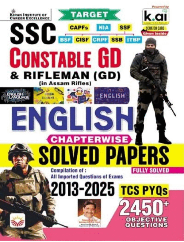 SSC Constable GD English Language Chapterwise Solved Papers TCS PYQs 2450+ Objective Questions (English Medium) (5642)