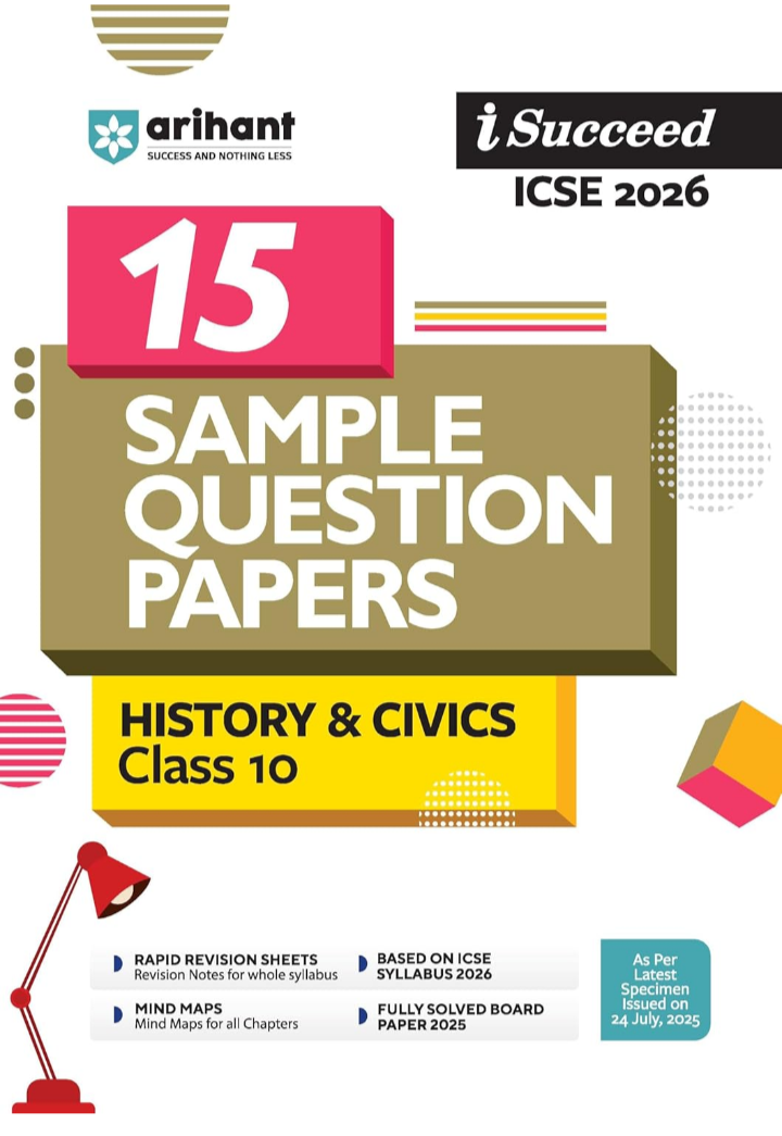 Screenshot_20251013-113849.Amazon Arihant I Succeed ICSE 15 Sample Question Papers History & Civics Class 10 | ICSE 2026 Board Exam | Fully Solved Specimen Paper & Board Paper 2025 | ... | Council Style Answers | English Medium - Image 1