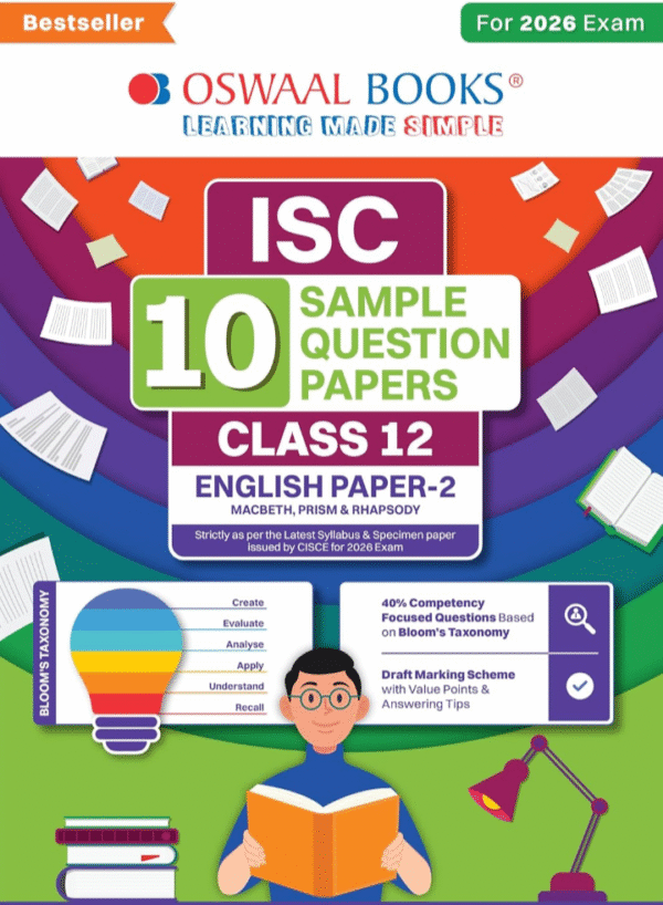 Oswaal ISC 10 Sample Question Papers Class 12 English Paper-2 (Literature) for Board Exam 2026 (Based on CISCE Latest Specimen Paper 2026) With Competency-Based Questions & Board Marking Scheme