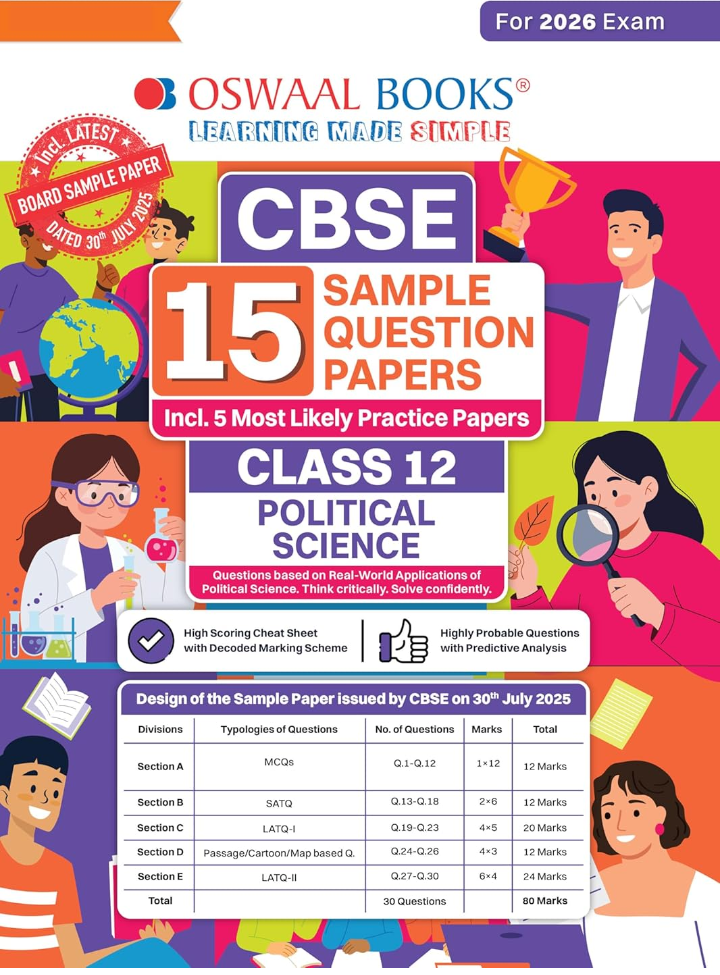 Screenshot_20251017-084317.Amazon Oswaal CBSE 15 Sample Question Papers Class 12 Political Science for 2026 Board Exam (As per CBSE Sample Question Paper issued on 30 July 2025), ... 5 Most Likely SQPs & all types of CBQs - Image 1