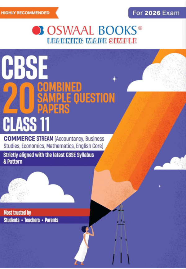 Oswaal CBSE 20 Combined Sample Question Papers class-11 Commerce stream (English Core,Mathematics,Accountancy,Business Studies & Economics)